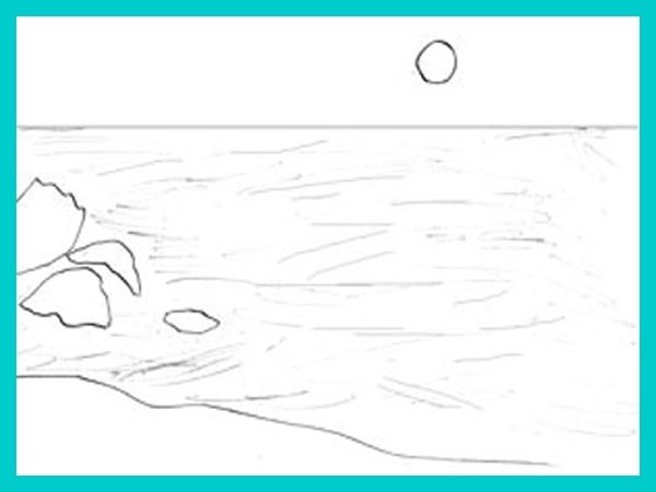 Морской пейзаж карандашом