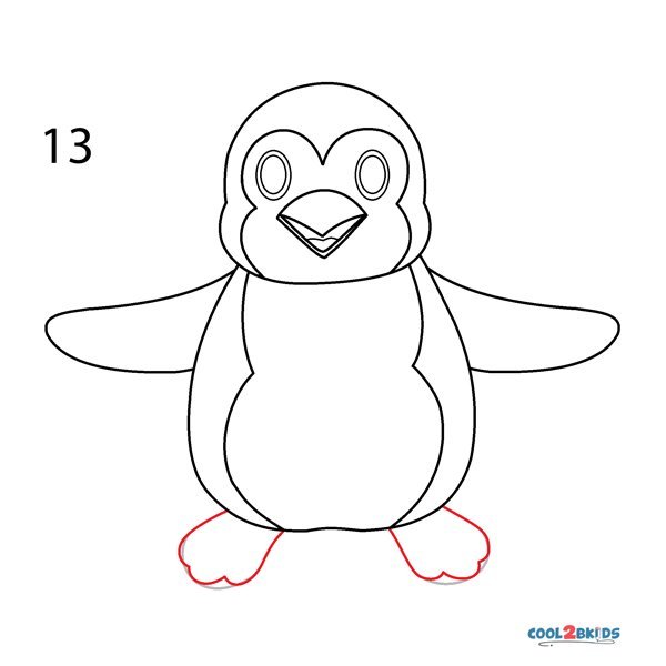 Пингвин рисунок для детей легкий