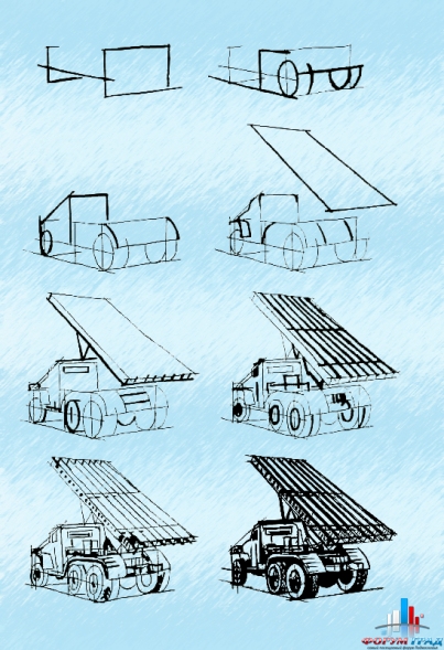Поэтапное рисование военной машины