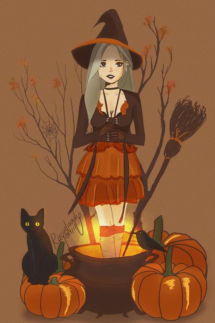 Хэллоуин ведьмочка арт
