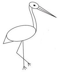 Поэтапное рисование аиста для детей