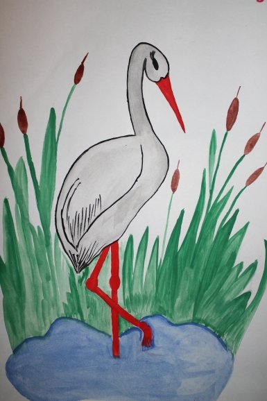 Журавль рисунок
