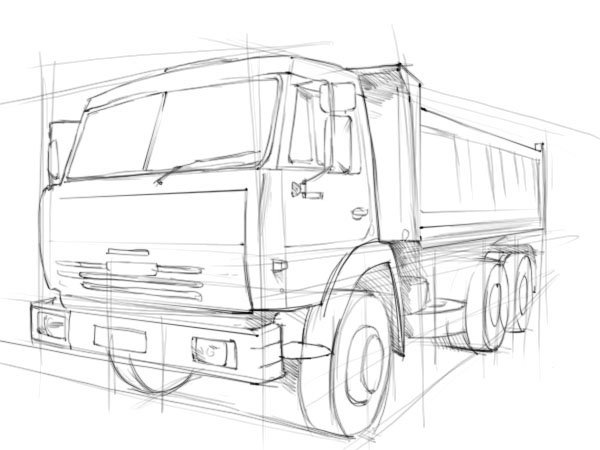 Нарисовать КАМАЗ 55111
