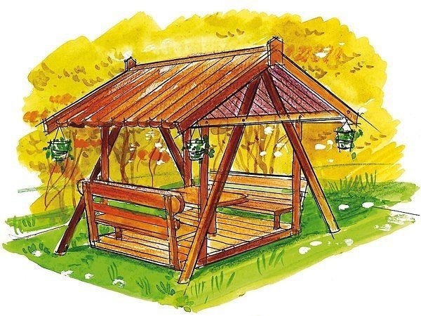 Рисунки на беседке на даче