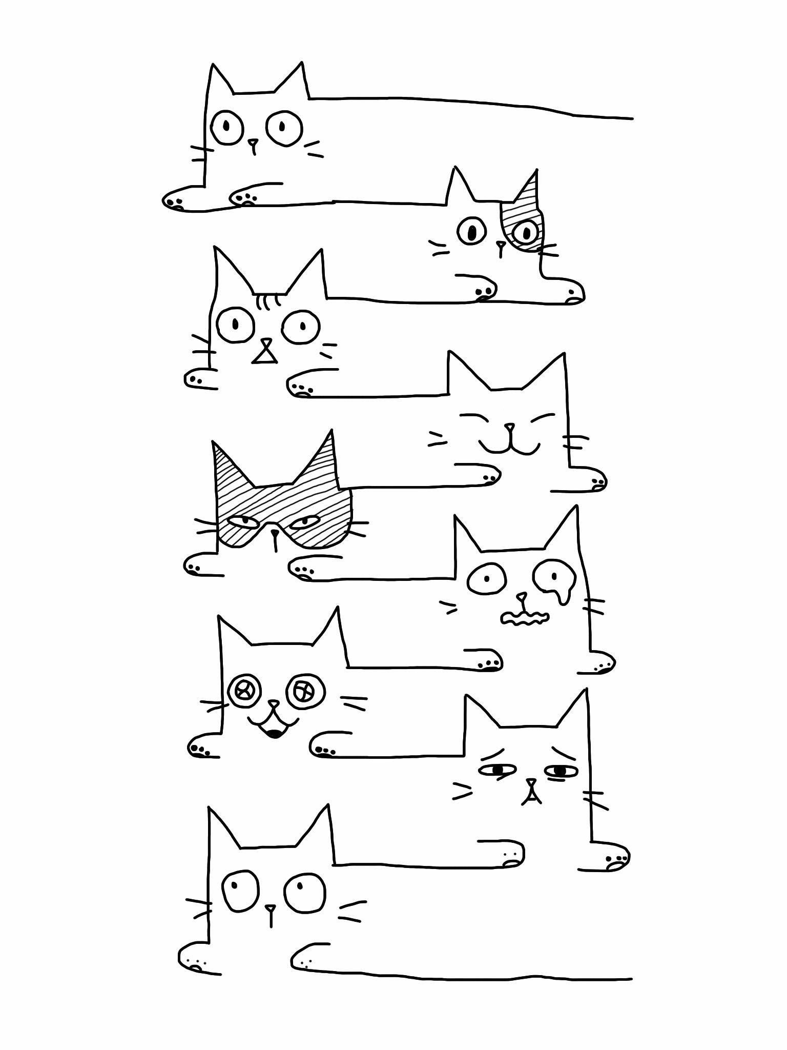 Рисунки котиков для скетчбука