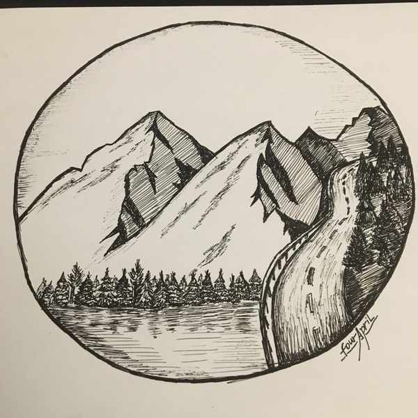 Горы для срисовки карандашом