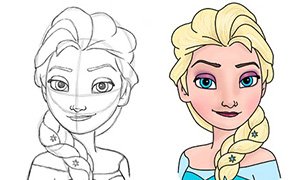 Рисование портрет сказочного героя Эльза