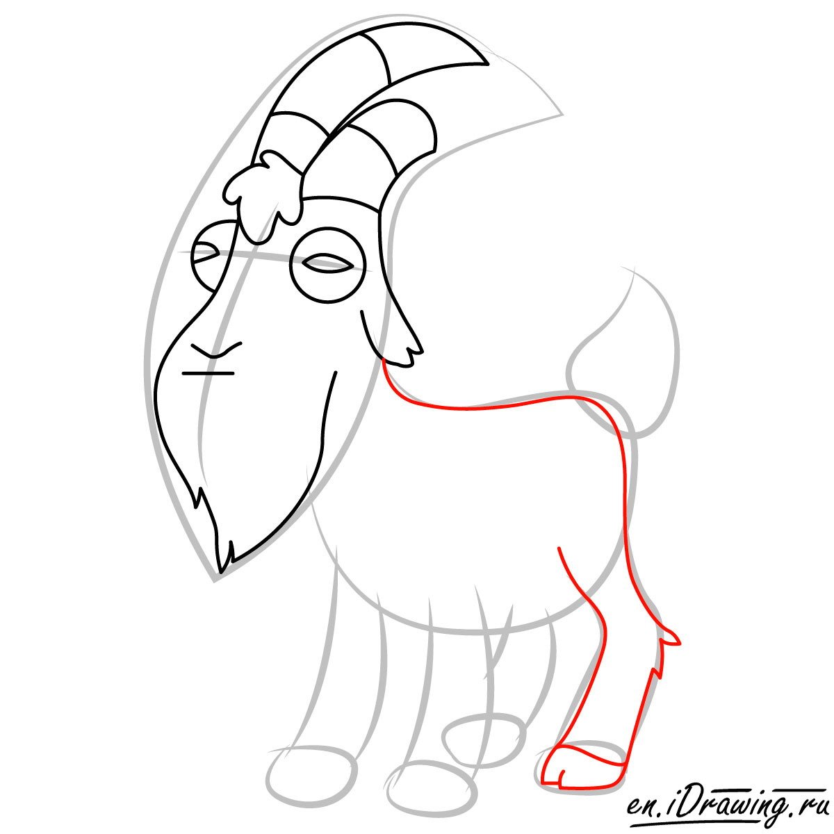 Поэтапное рисование козла