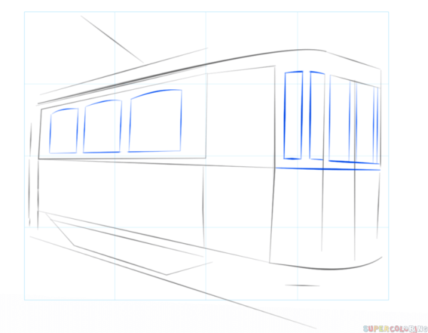 Трамвай рисунок карандашом легкий