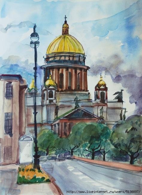 Петербург рисунок поэтапно