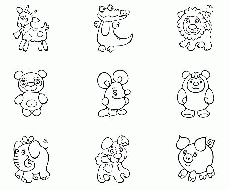 Несколько раскрасок на одном листе