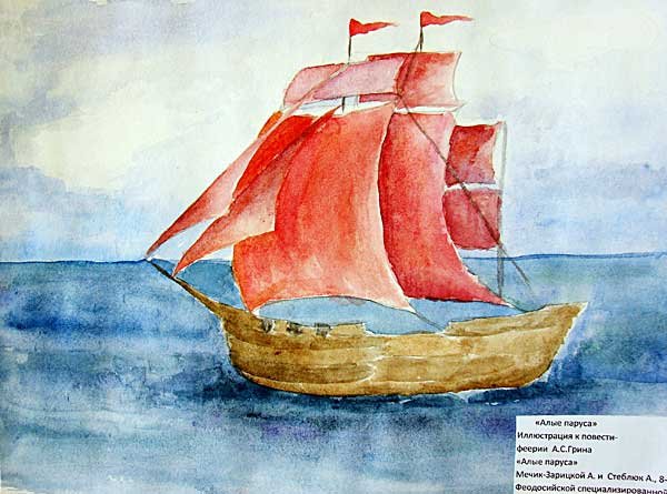 Алые паруса нарисовать поэтапно