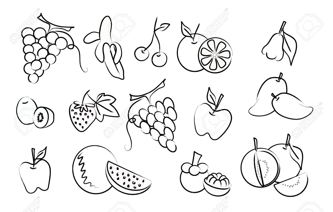 Легкие рисунки фруктов и овощей