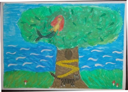 Рисунок Русалка на ветвях сидит 2 класс