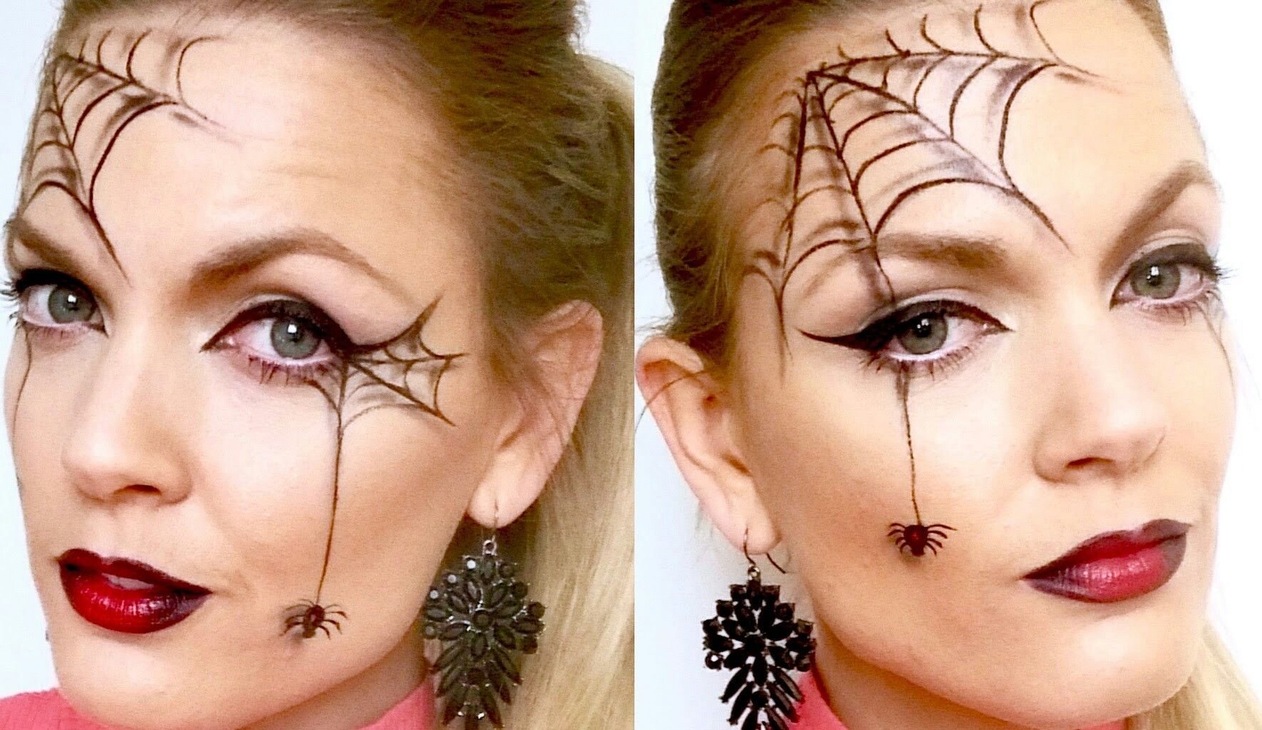 Макияж на Хэллоуин паутина на лице