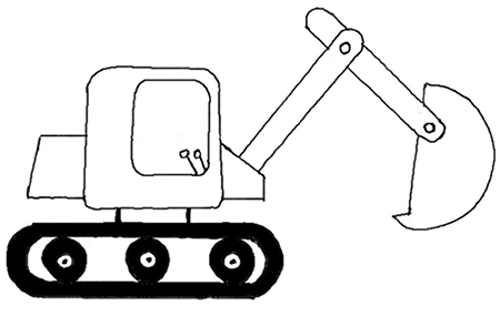 Поэтапное рисование экскаватора для детей