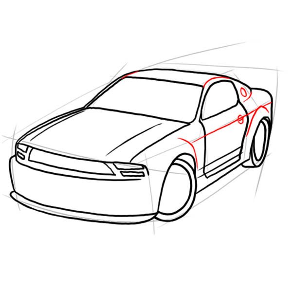 Рисунок машины сбоку Мустанг