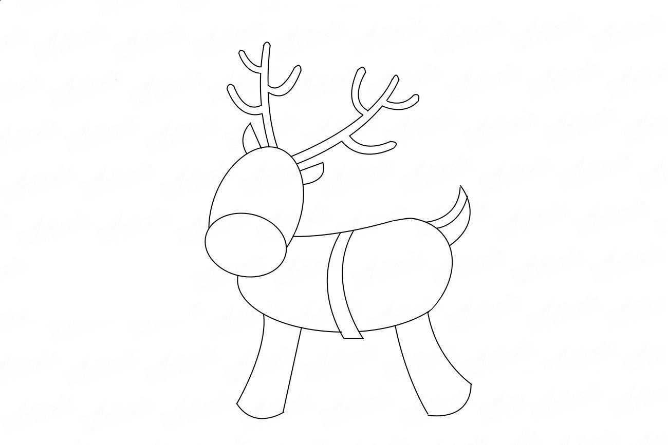 Рисунок оленя для детей на новый год