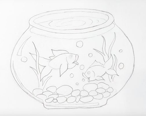 Рисование аквариум с рыбками старшая группа