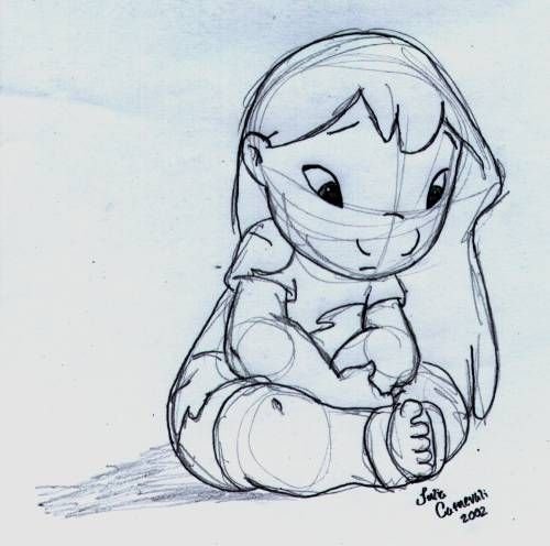 Лило рисунок карандашом