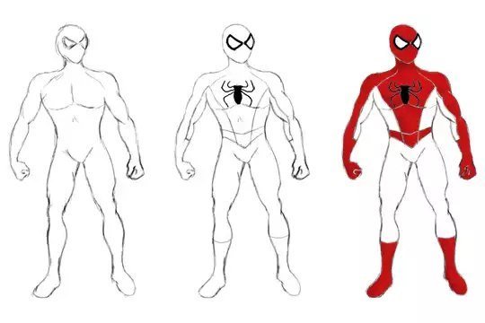Человек паук рисунок пошагово