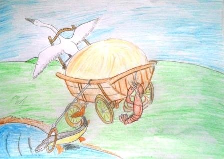 Лебедь с басни рисунок