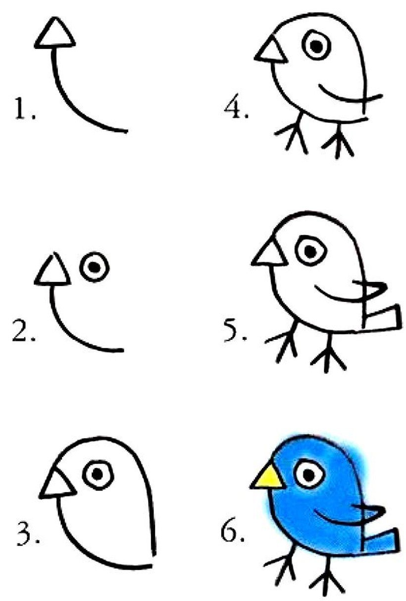 Как нарисовать птичку для детей