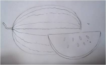 Пошаговое рисование арбуза