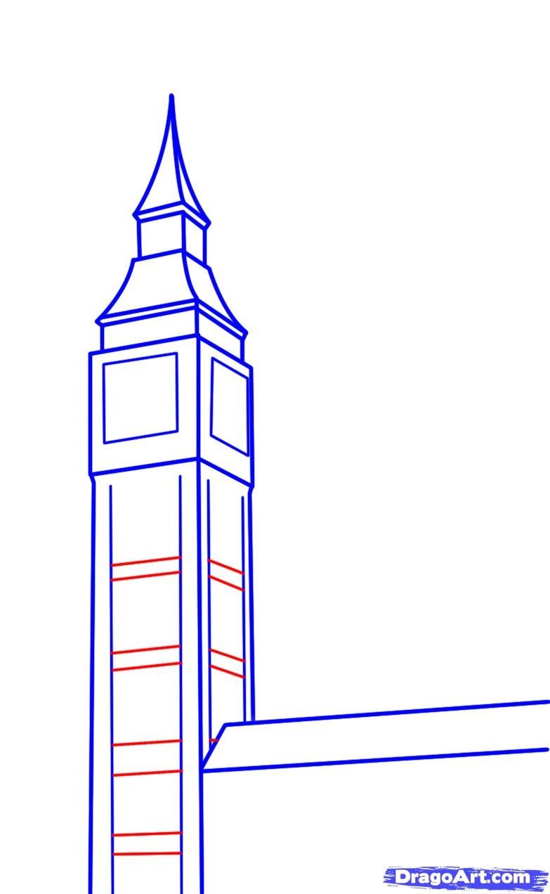 Башня Биг Бен в Лондоне рисунок