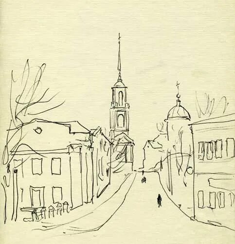 Зарисовка города линейная перспектива