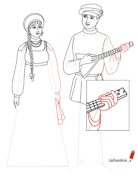 Русско народный костюм рисунок
