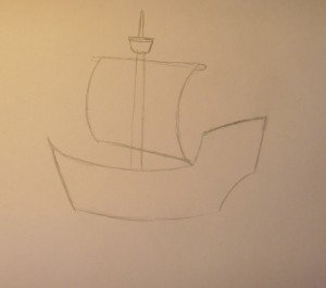 Летучий корабль рисунок карандашом