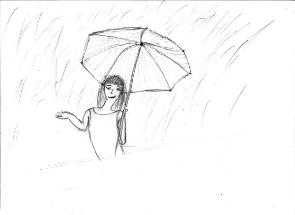 «Человек под дождём» (серия из 3-х рисунков) (е.Романова, т. Сытько)