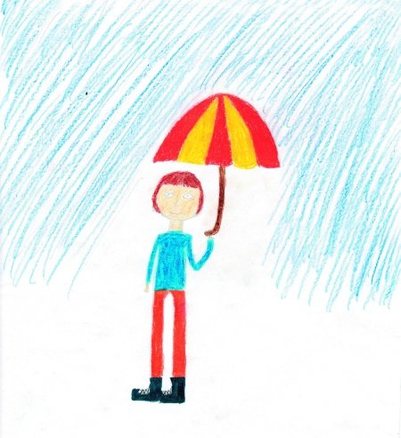 Человек под дождем рисунок