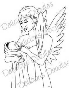 Мама ангел с ребенком раскраска