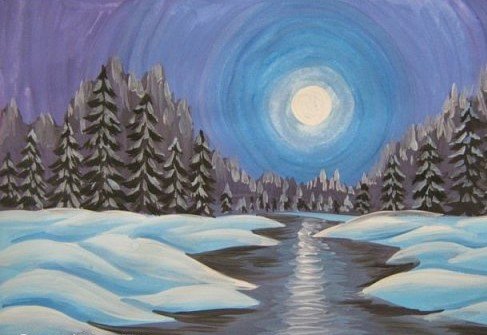 Пейзаж в холодных тонах рисунок