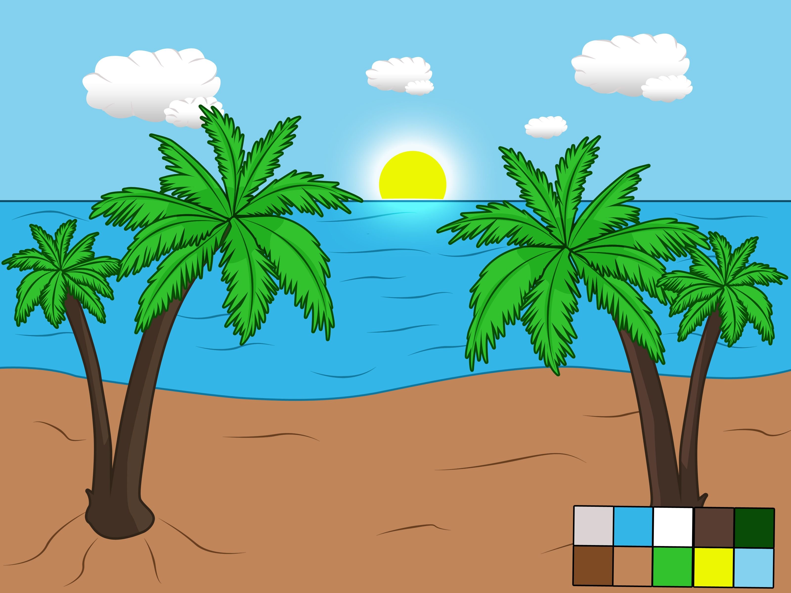 Рисунок пальмы на острове