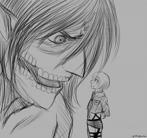 Аниме срисовки Эрен Титан