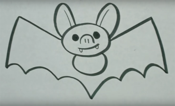 Как научить ребенка рисовать Летучий мышь