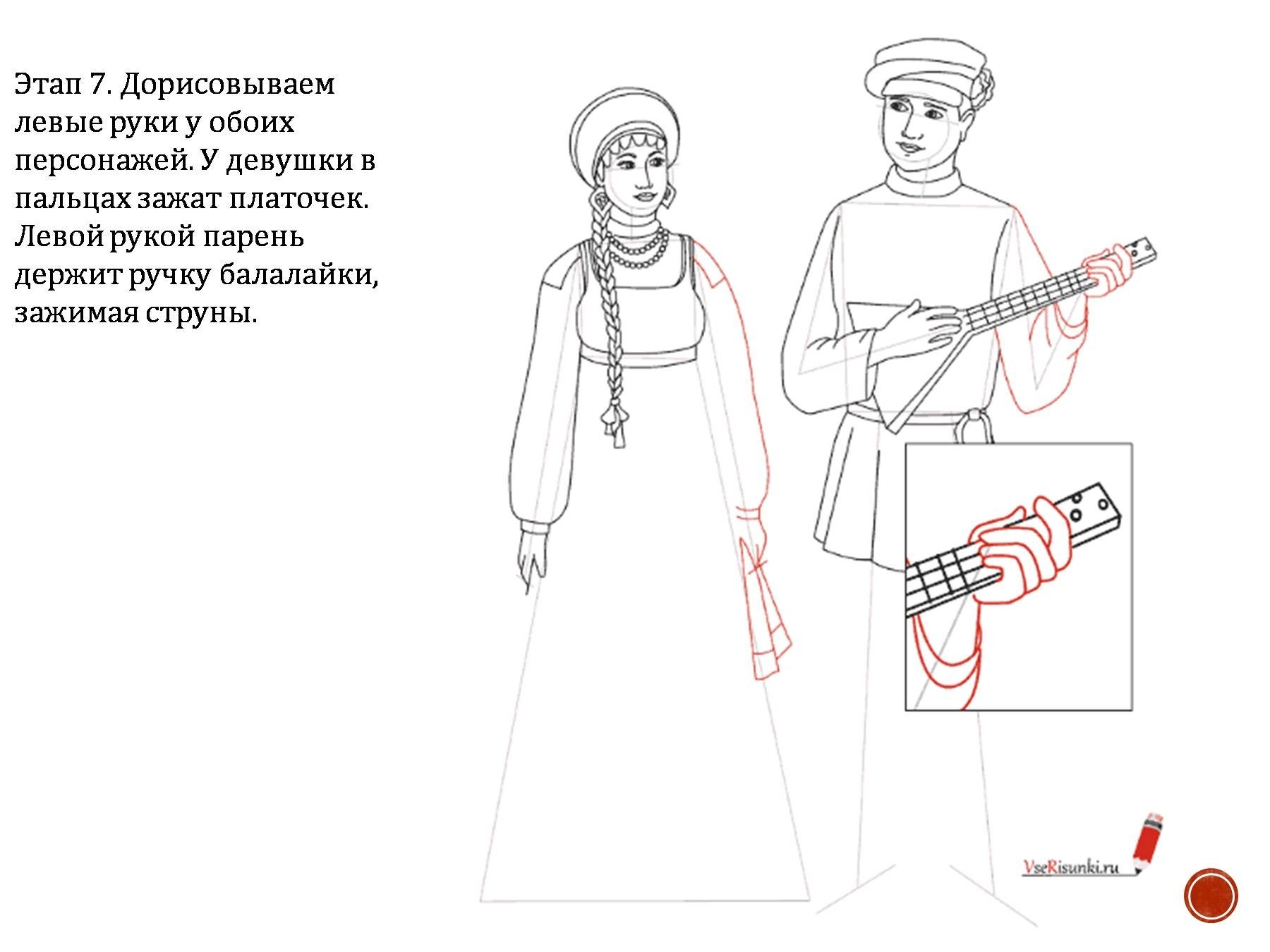 Русско народный костюм рисунок карандашом