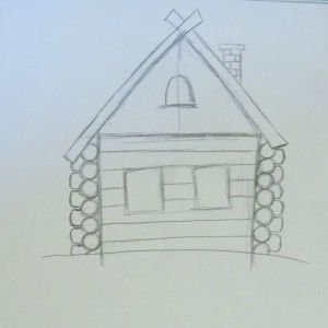 Эскиз убранства русской избы