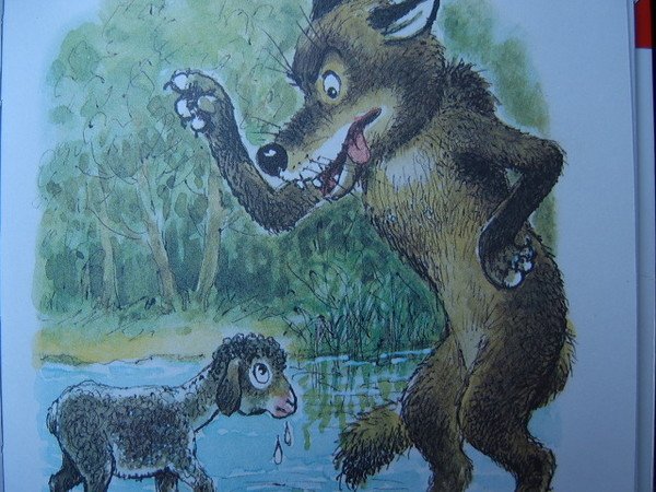 Иллюстрация к басне Крылова волк и ягненок