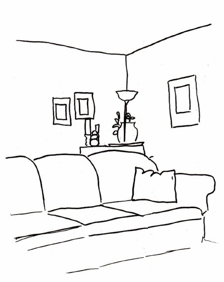 Рисунок комнаты карандашом