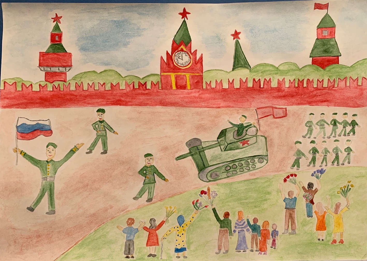 Парад Победы рисунок детский