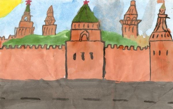 Спасская башня Кремля рисование старшая группа Комарова