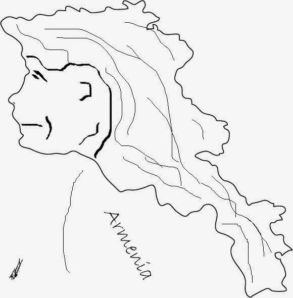 Армения на контурной карте