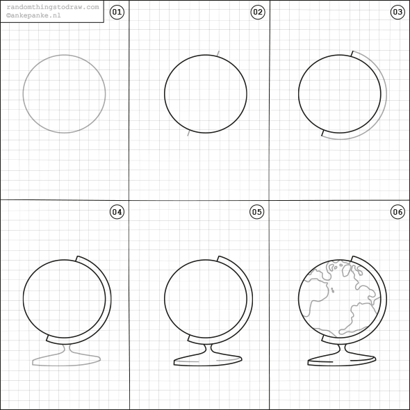 Поэтапное рисование глобуса