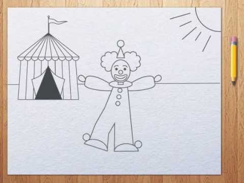 Схема рисования клоуна для детей