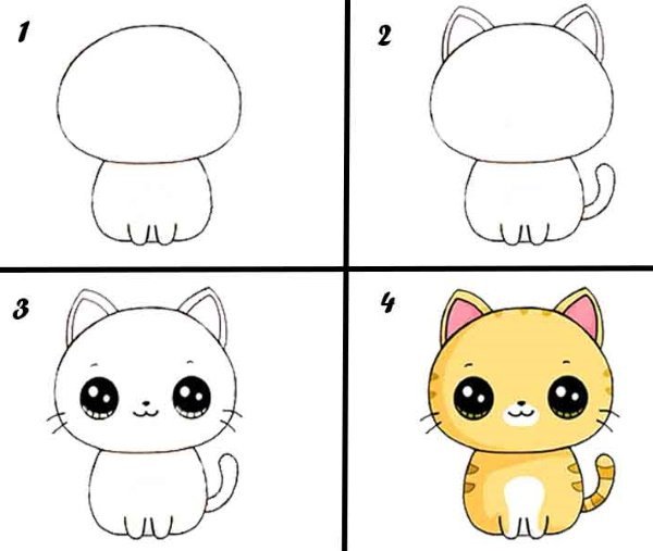 Самые легкие рисунки котиков (49 фото)
