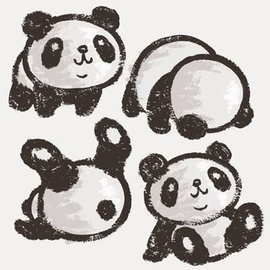 Панда маленькая для рисования